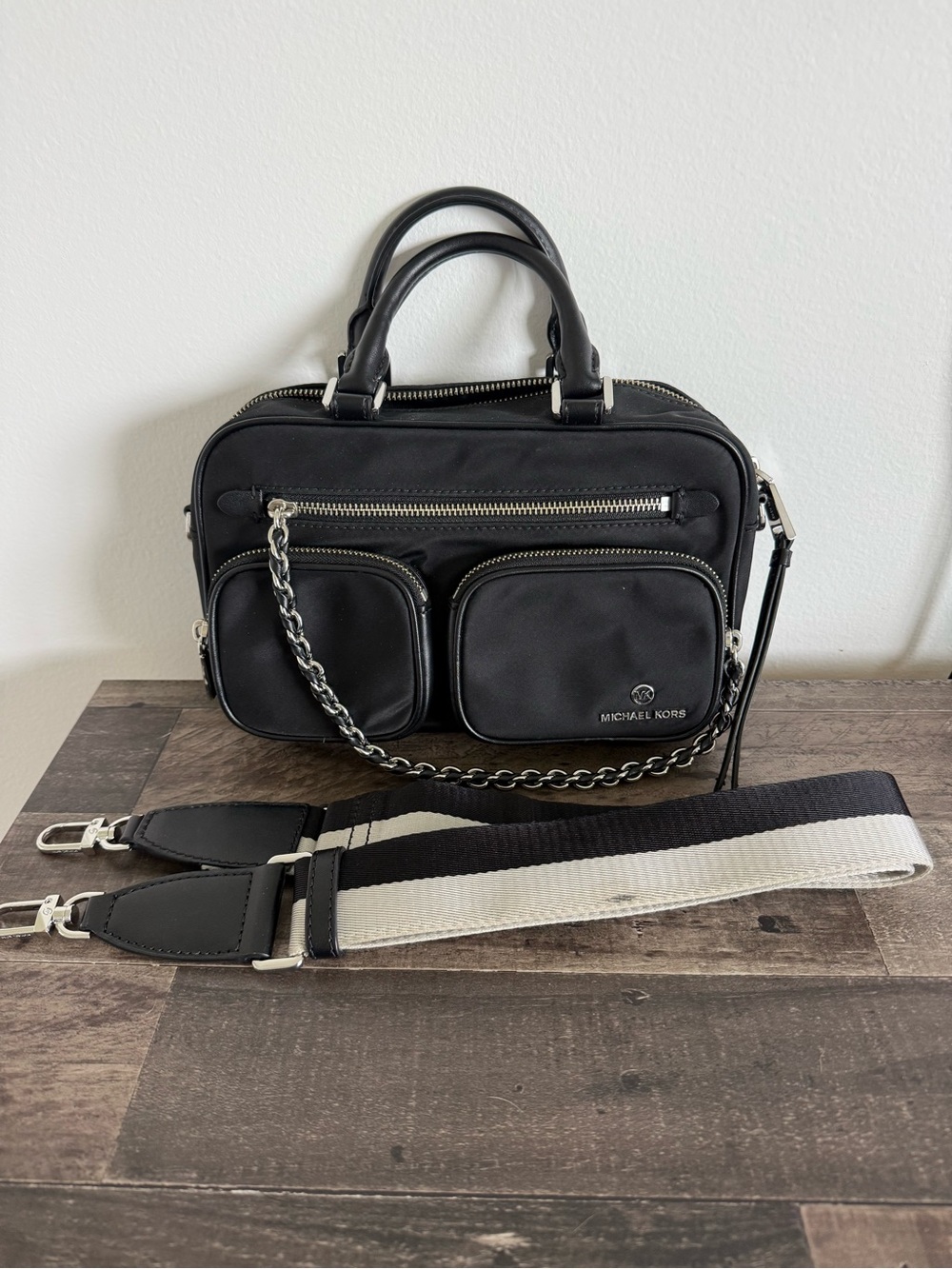 Michael Kors Elliot Black Nylon Crossbody Camera Bag